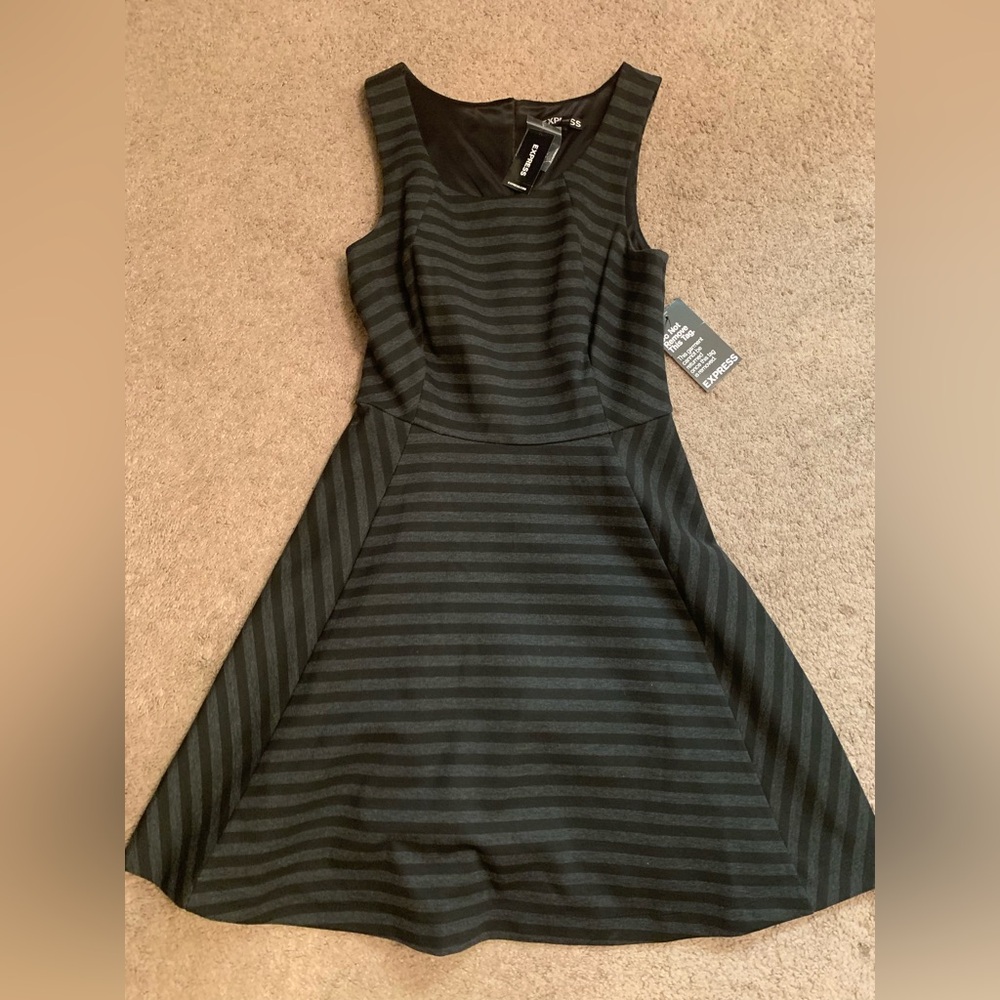 Express black and gray skater fit and flare dress size XS   brand new
